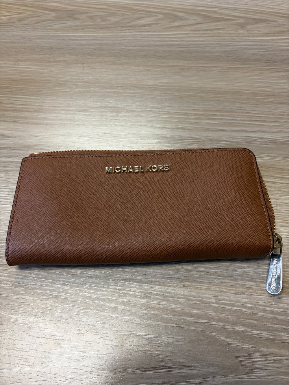 Michael Kors Cognac Wallet with Gold Logo